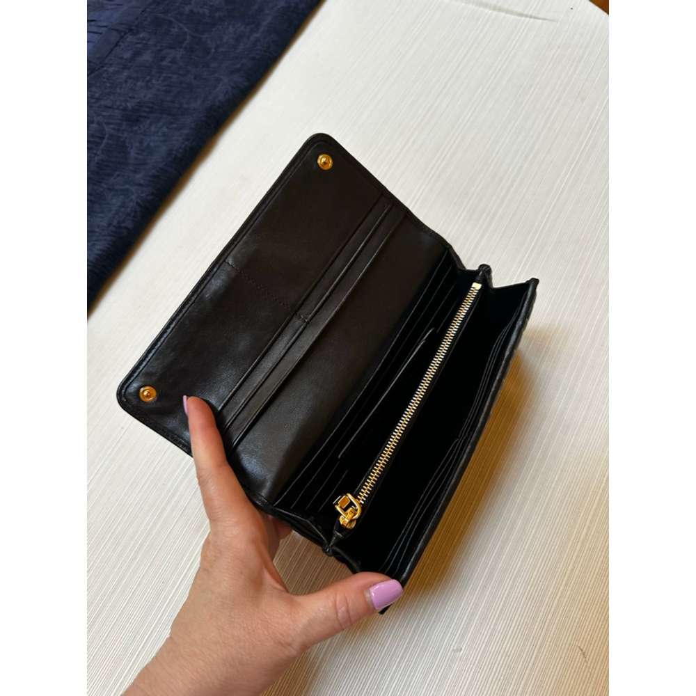 Miu Miu Matelasse Black Leather & Gold Hardware Long Flap Wallet w/ Card Holder - Picture 11 of 16
